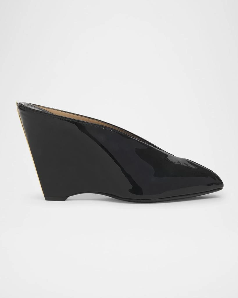 Salvatore Ferragamo Alicia Patent Leather Peep-Toe Wedge Mules 1