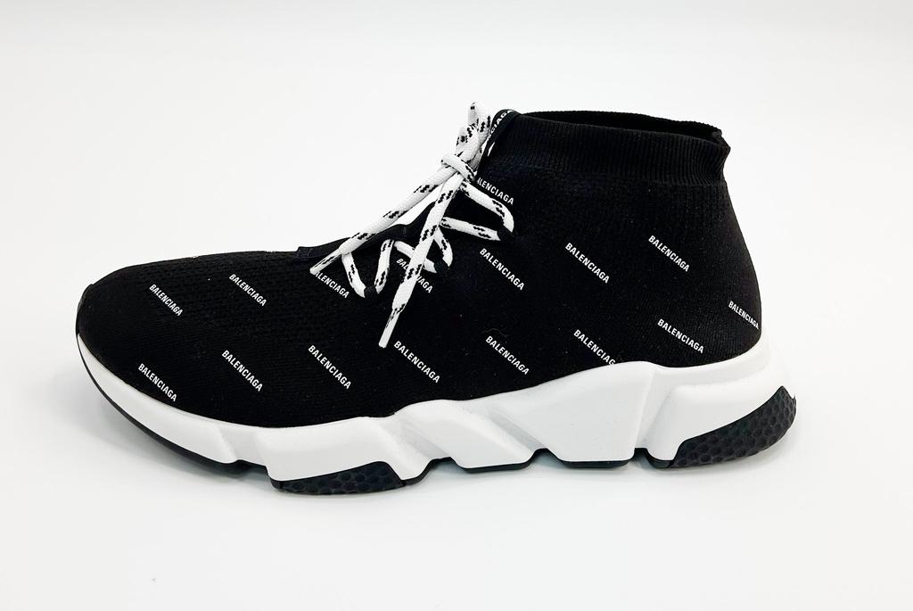 Balenciaga Black Speed All Over Print Lace-Up Trainers