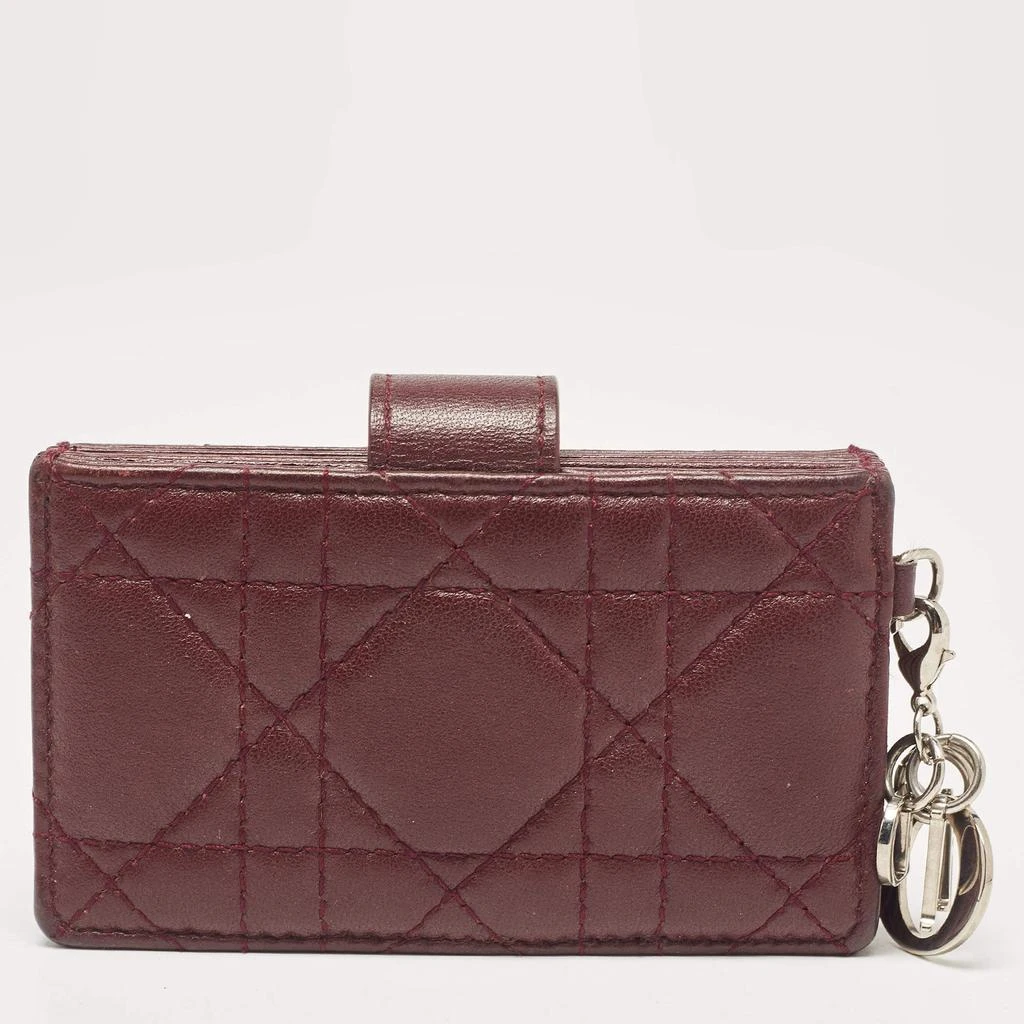 Dior Dior Burgundy Cannage Leather Lady Dior 5 Gusset Card Case 4