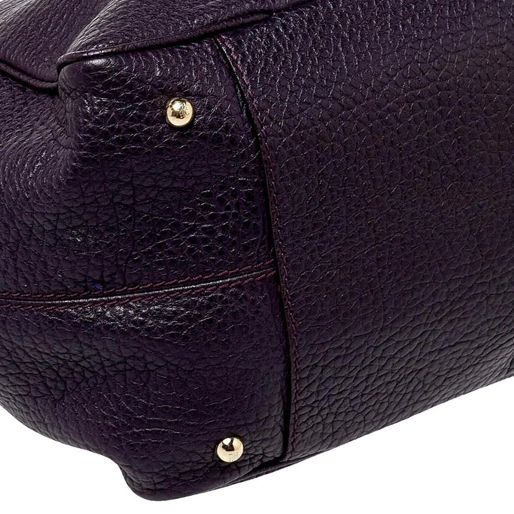 Carolina Herrera Carolina Herrera Dark Purple Grained Leather Boston Bag 11