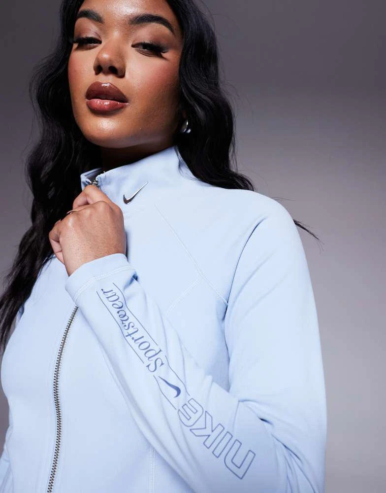NIKE Nike Gym Life Swoosh full zip long sleeved top in light blue 2