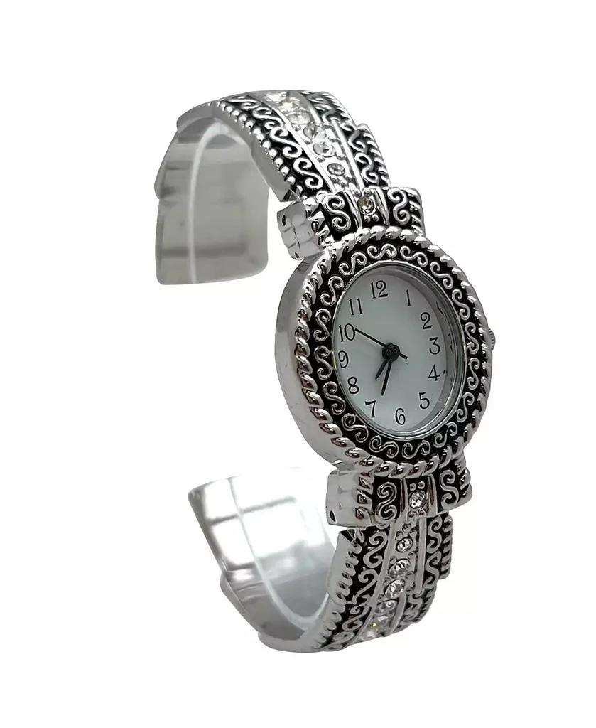 Olivia Pratt Silver New Elegant Textured Bangle Women Watch 3