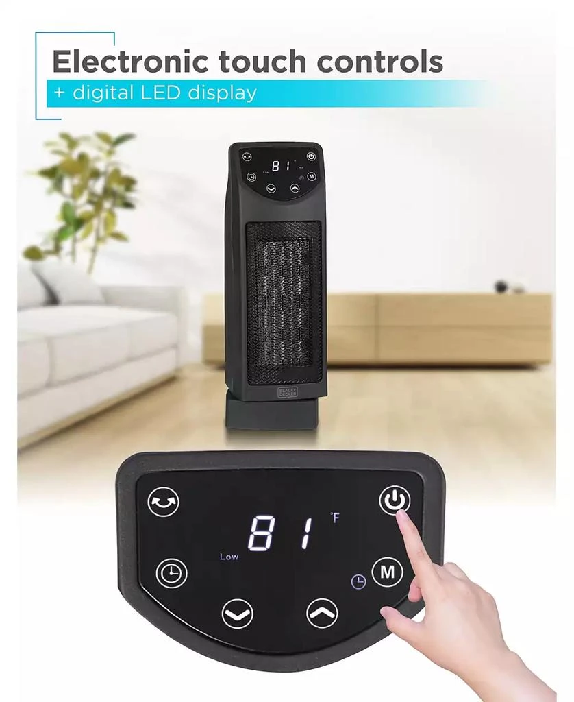 Black
Decker Oscillating Ceramic Desktop Heater with Remote, 1500W Space Heater and Fan Combo 5