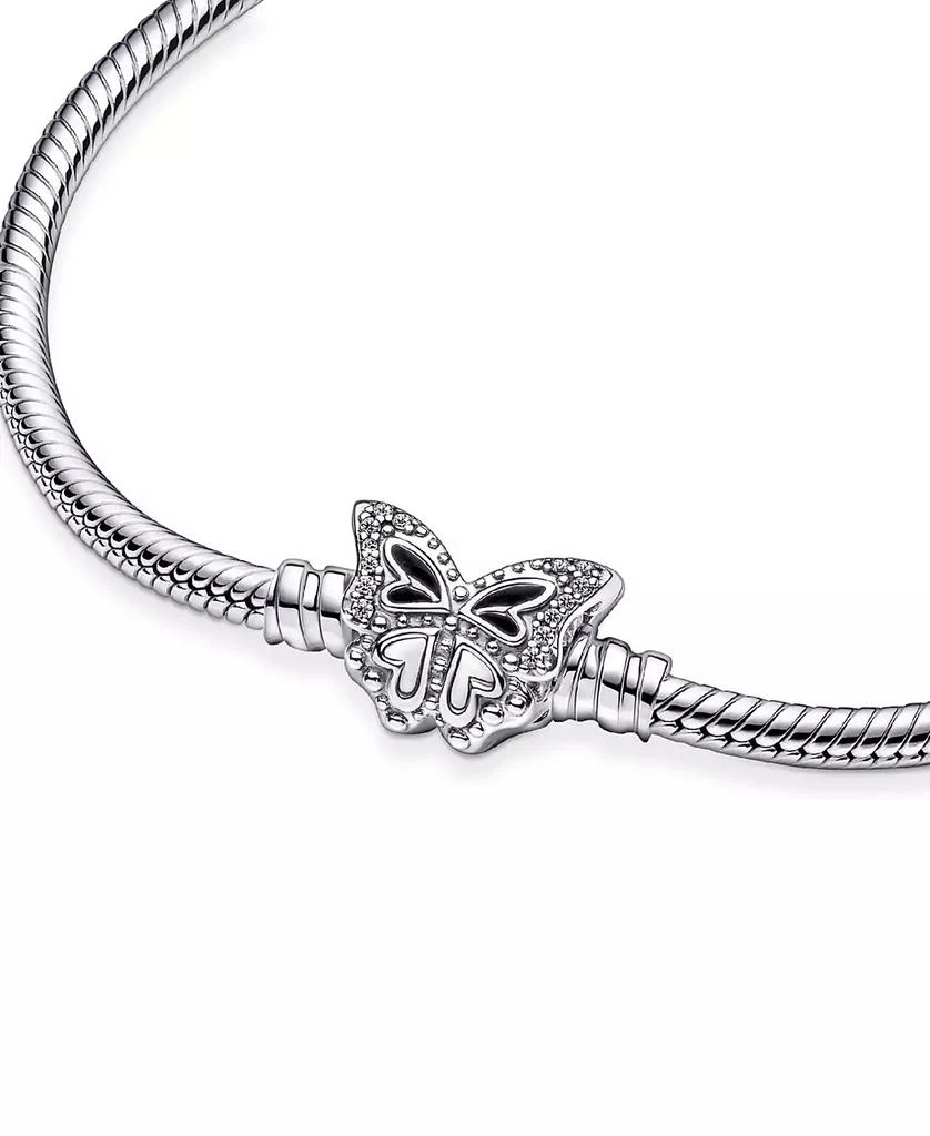 Pandora Moments Cubic Zirconia Butterfly Clasp Snake Chain Bracelet 4