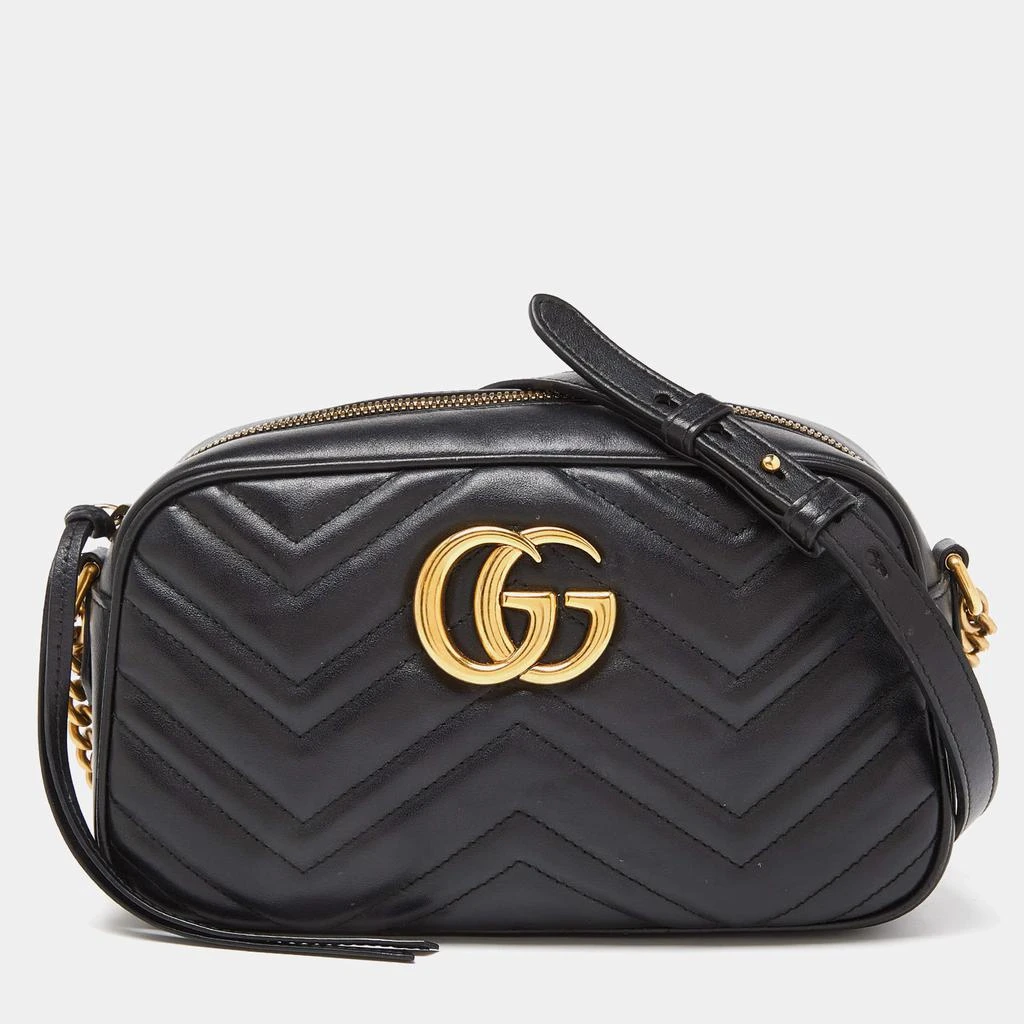 Gucci Gucci Black Matelassé Leather Small GG Marmont Camera Bag 1