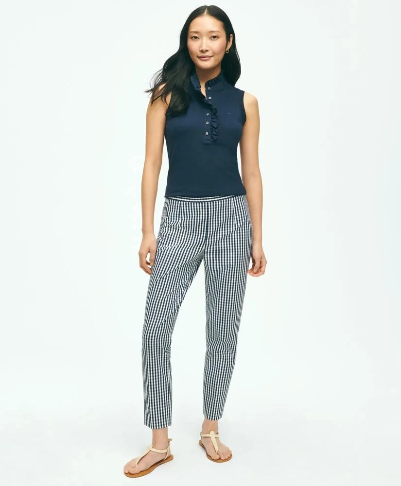 Brooks Brothers Gingham Side-Zip Pant In Bi-Stretch Cotton Twill 2