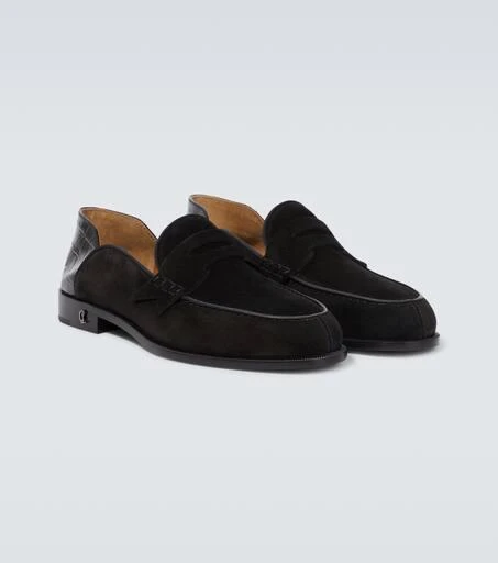 Christian Louboutin Penny No Back suede and croc-effect loafers 5