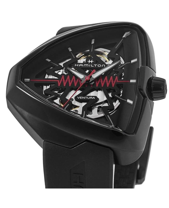Hamilton Hamilton Ventura Elvis80 Auto Black Skeleton Dial Rubber Strap Men's Watch H24535331 2