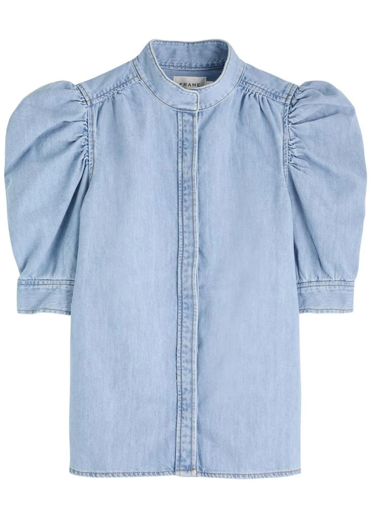 FRAME Gillian puff-sleeve denim blouse 1