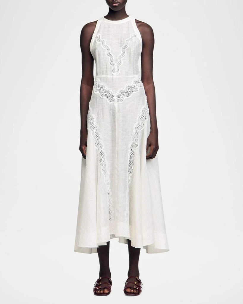 Sandro Nathalie Lace-Inset Midi Dress 2