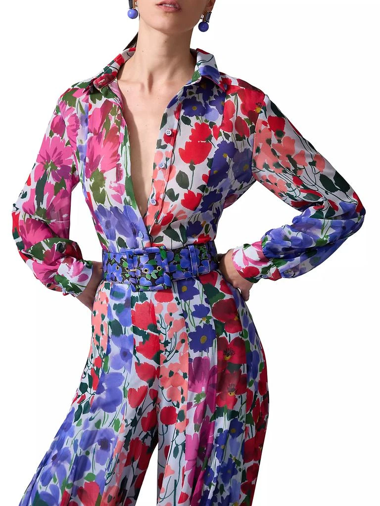 Carolina Herrera Celeste Sheer Floral Blouse 4