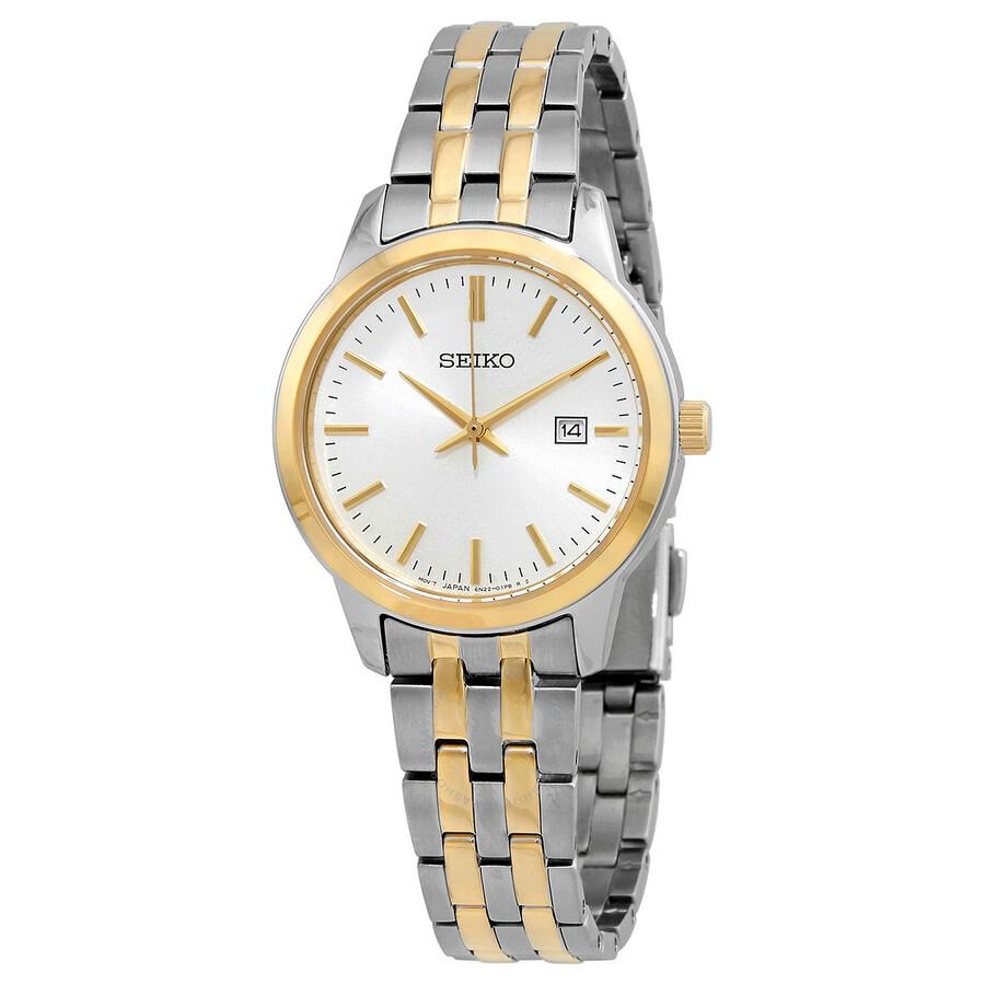 Seiko Classic Quartz White Dial Two-tone Ladies Watch SUR410