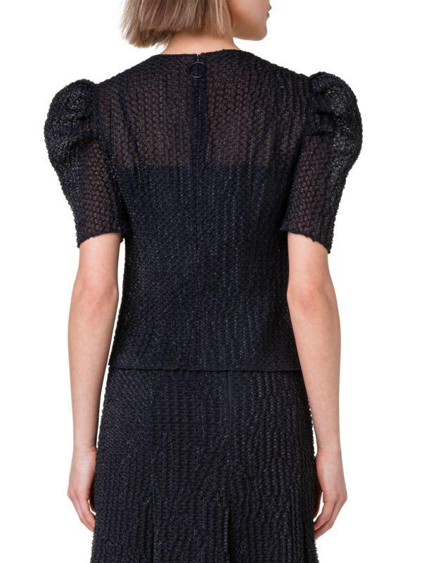 Akris Organza Puff-Sleeve Top
