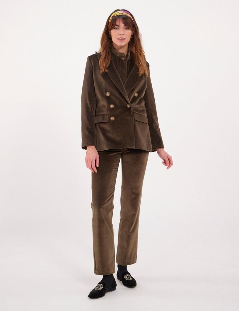 INES DE LA FRESSANGE PARIS Ezio khaki velvet jacket