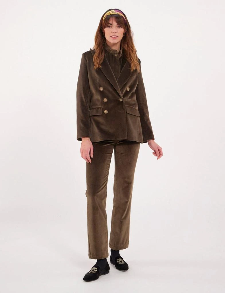 INES DE LA FRESSANGE PARIS Ezio khaki velvet jacket 2