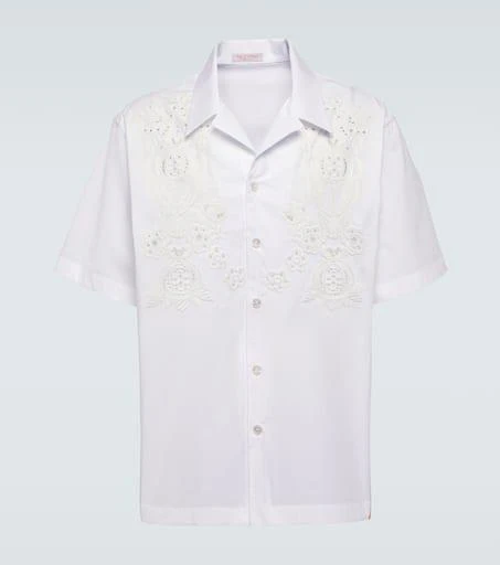 Valentino Embroidered cotton poplin bowling shirt 1