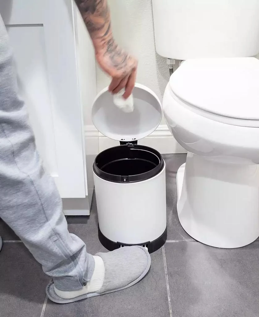 QualiaZero 6L / 1.6 Gal + 6L / 1.6 Gal Round Stainless Steel Step Can Combo - Matte White 7