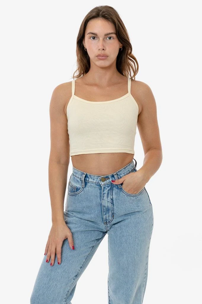 Los Angeles Apparel 43016 - Baby Rib Spaghetti Crop Tank 4