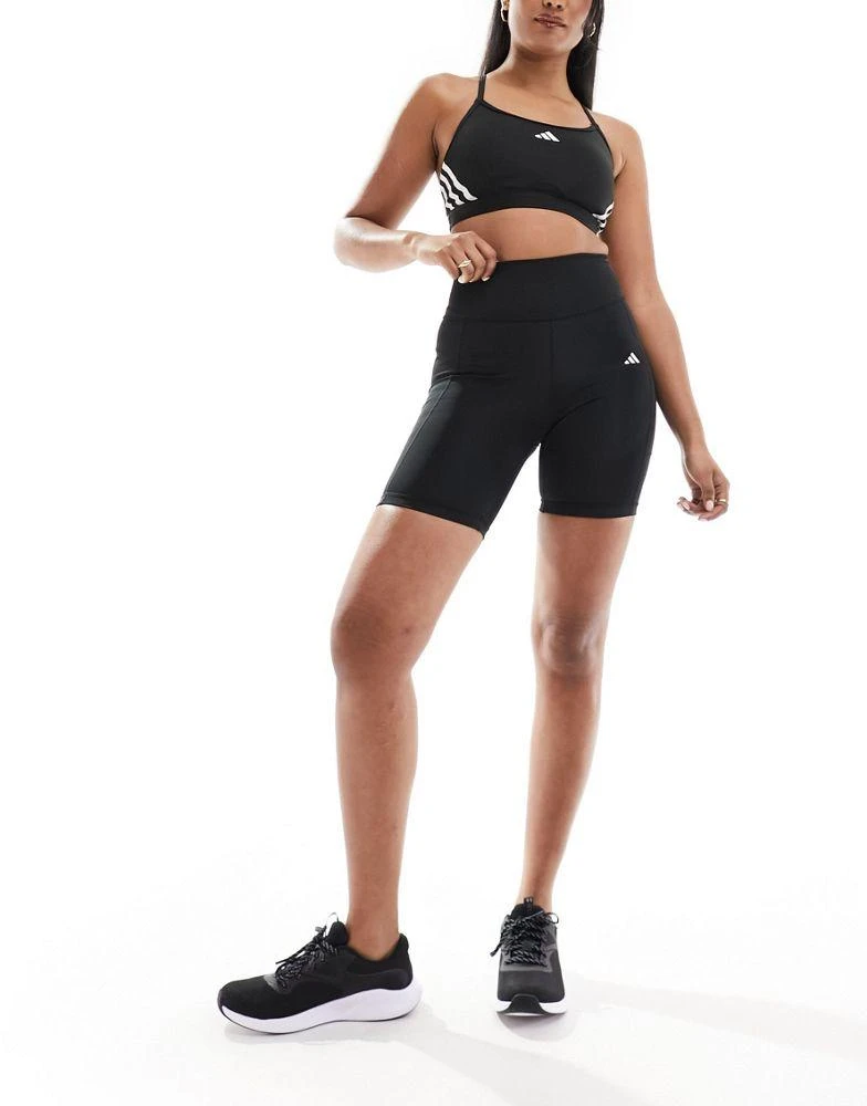 Adidas adidas Training Essentials legging shorts with phone pocket in black 5