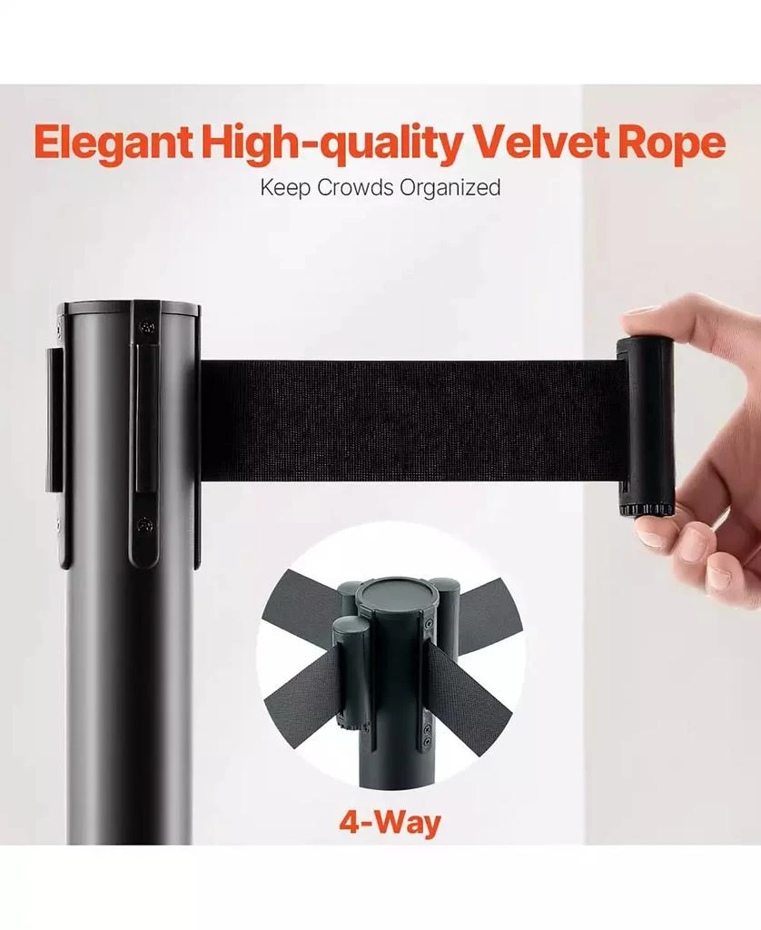 Yescom 6 Piece Crowd Control Stanchion Set with Retractable Belts for Exhibitions 3