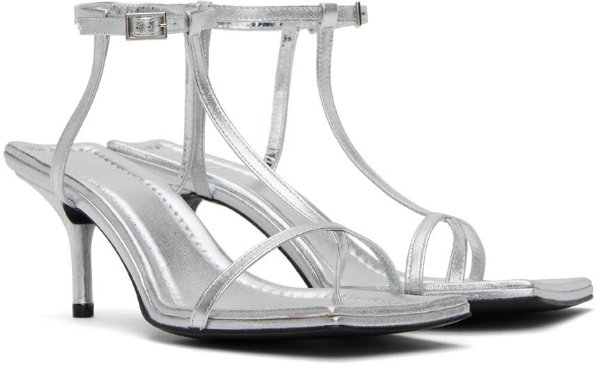 Juun.J Silver Leather Heeled Sandals 4
