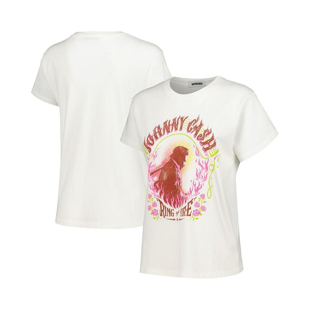 Daydreamer Women's White Johnny Cash Ring of Fire Tour T-Shirt