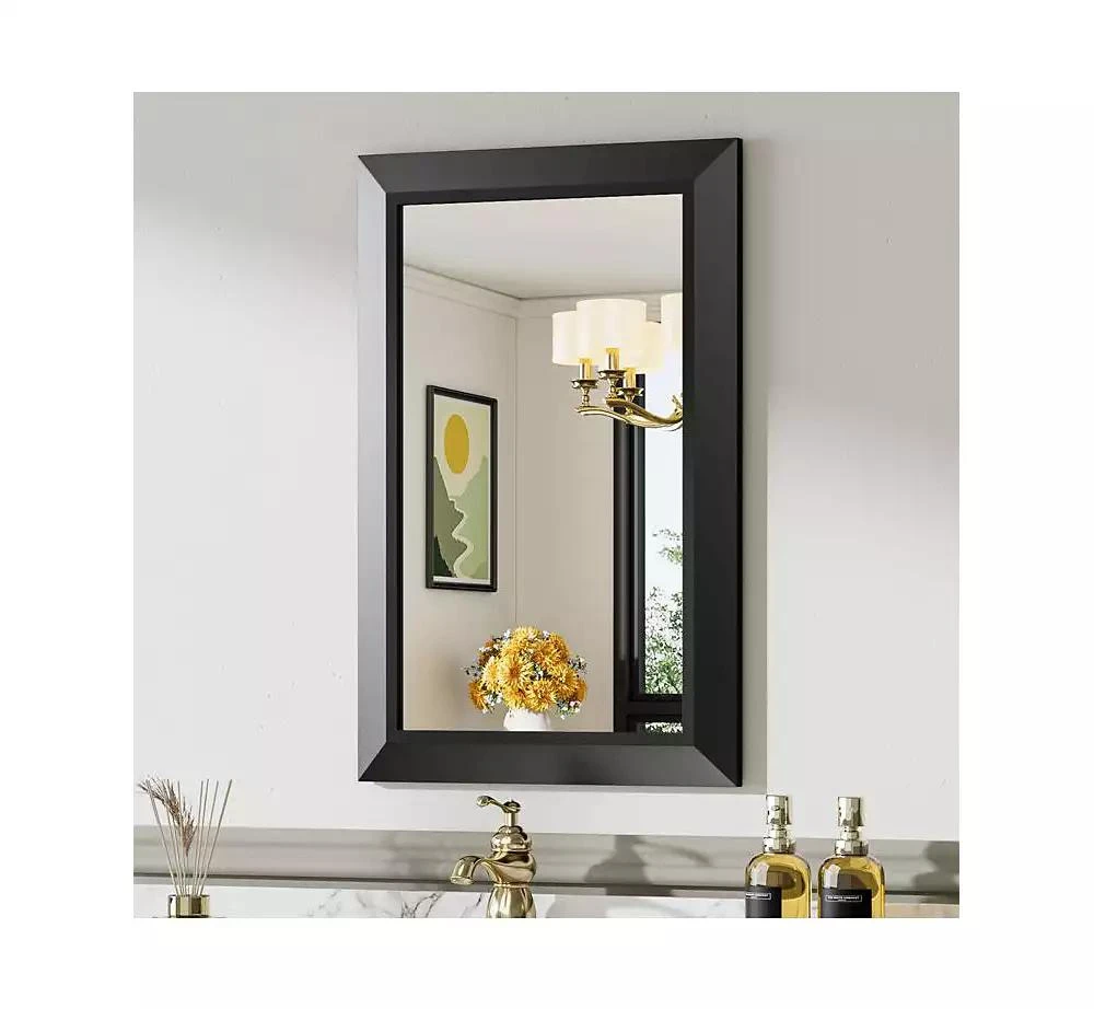 Amorho Bathroom Mirror, 24" x 16" Inch Thick Metal Framed Wall Mirrors for Over Sink, Bedroom, Living Room, Entryway, Rectangle Wall-Mounted Mirrors in Black(Horizontal/Vertical)