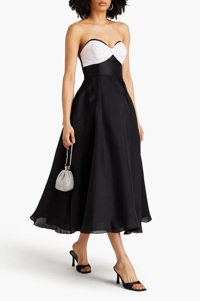 Carolina Herrera Strapless twill-paneled silk-faille midi dress 2