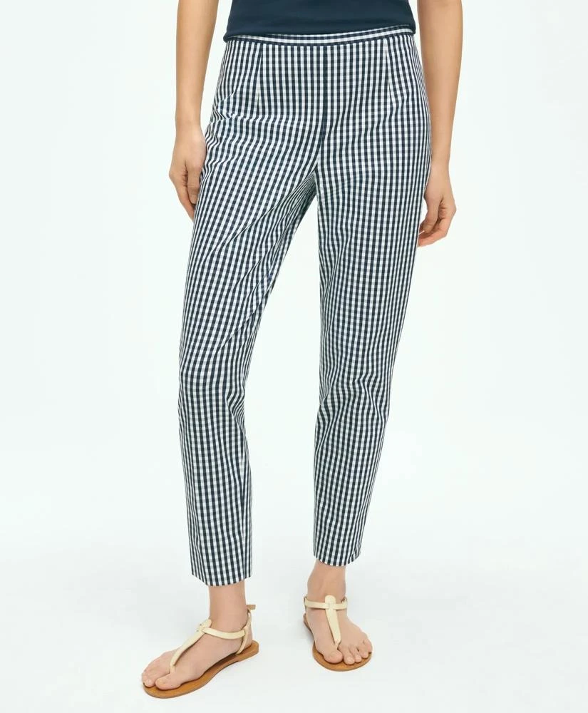 Brooks Brothers Gingham Side-Zip Pant In Bi-Stretch Cotton Twill 1