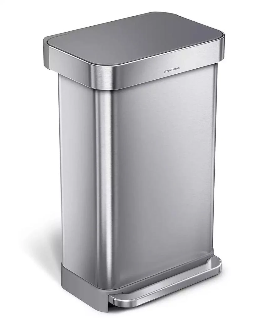 simplehuman 45 Litre Rectangular Step Can with Liner Pocket with Plastic Lid 1