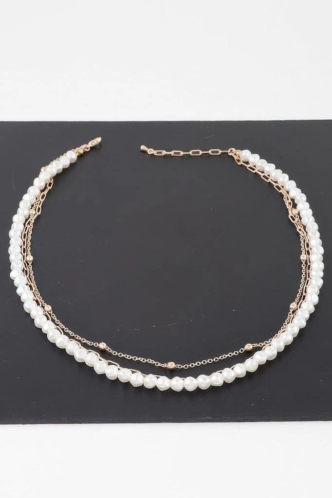 TRUEDAMES Triple Pearl Chain Necklace 2