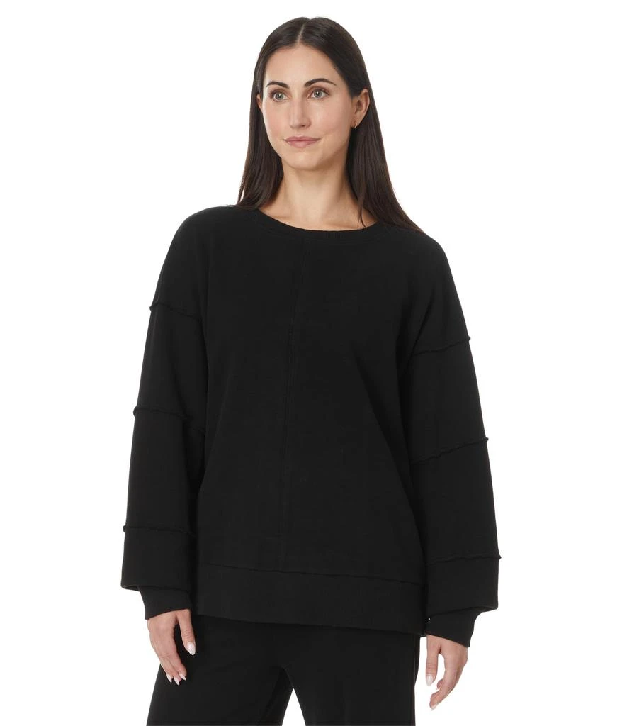 Mod-o-doc Long Sleeve Seamed Boxy Sweatshirt Black 1