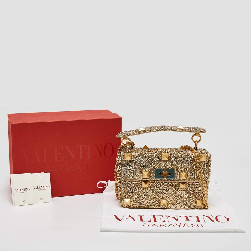 Valentino Valentino Gold Crystal Studded Medium Roman Stud Top Handle Bag 9