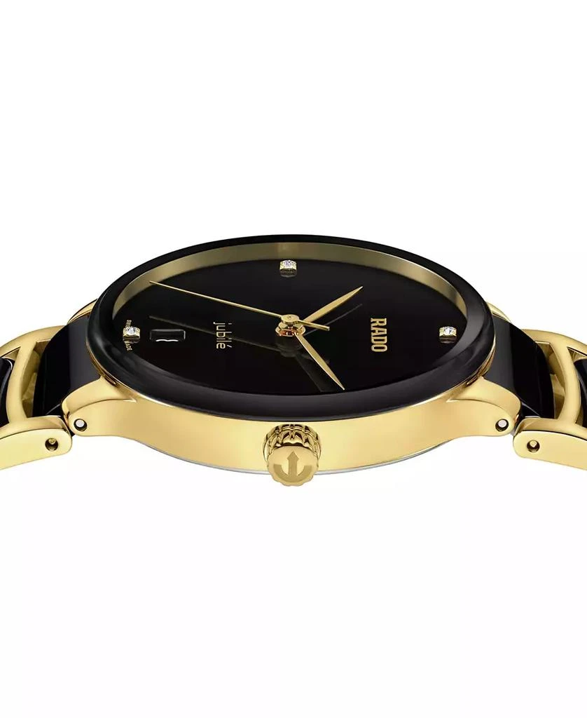 Rado Women's Swiss Centrix Diamond Accent Black Ceramic & Gold PVD Stainless Steel Bracelet Watch 35mm 3