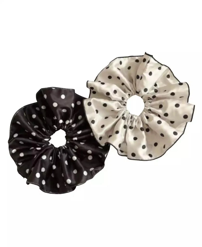 Headbands of Hope Women
s Oversized Satin Scrunchie Duo - Polka Dots