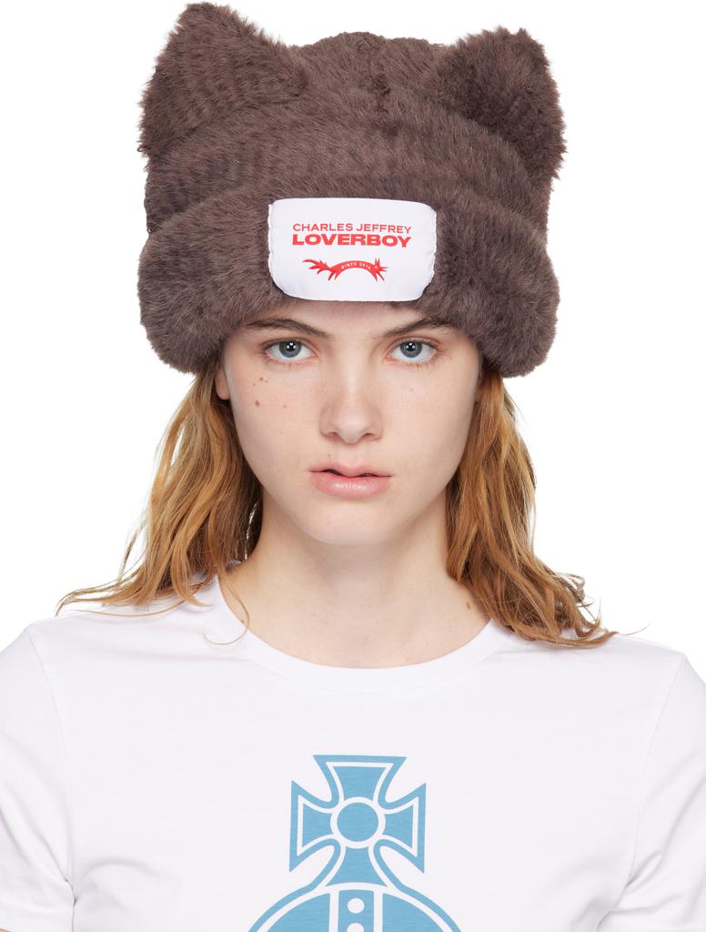 Charles Jeffrey Loverboy Beige Supersized Lion Beanie - Hats