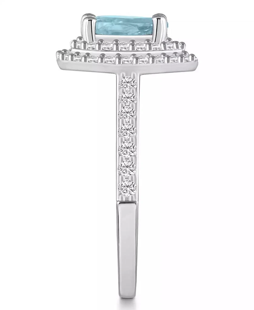 Macy's Aquamarine and Diamond Accent Halo Ring in 14K White Gold 4