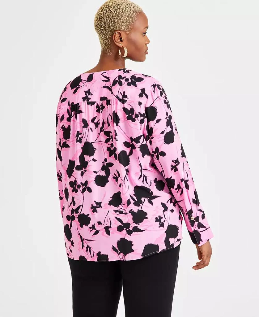 INC International Plus Size Cuffed Surplice Blouse, Exclusively at Macy's 4