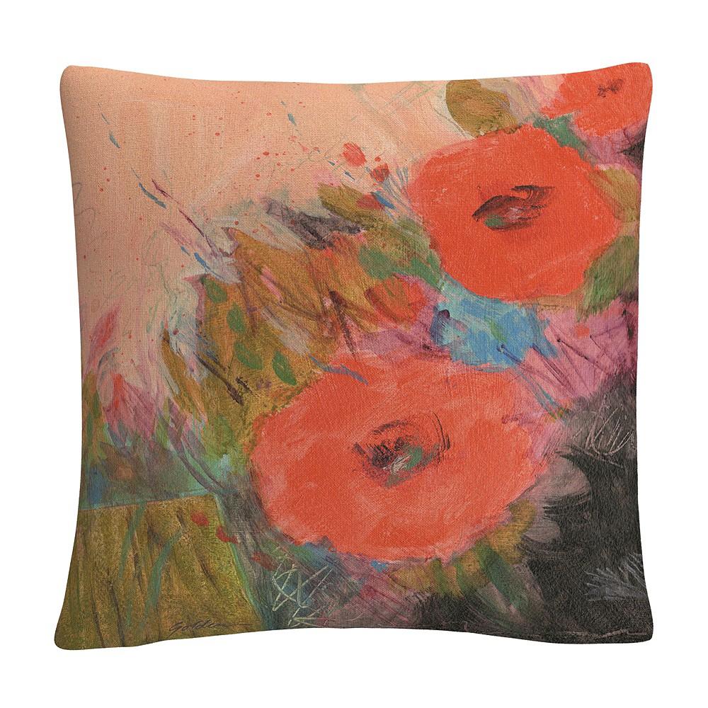 Baldwin Sheila Golden Through The Garden Bold Floral Motif Decorative Pillow, 16" x 16"