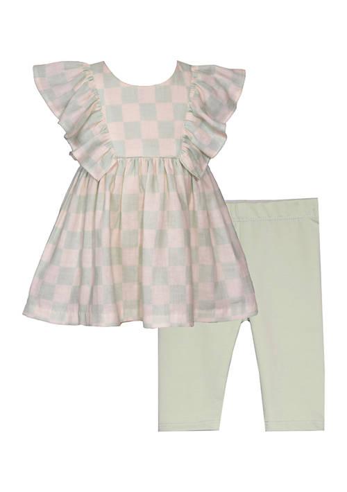 Bonnie Jean Jean Toddler Girls Check Printed Top And Capri Leggings Set