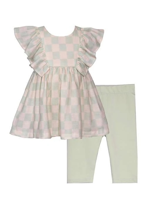 Bonnie Jean Jean Toddler Girls Check Printed Top And Capri Leggings Set 1