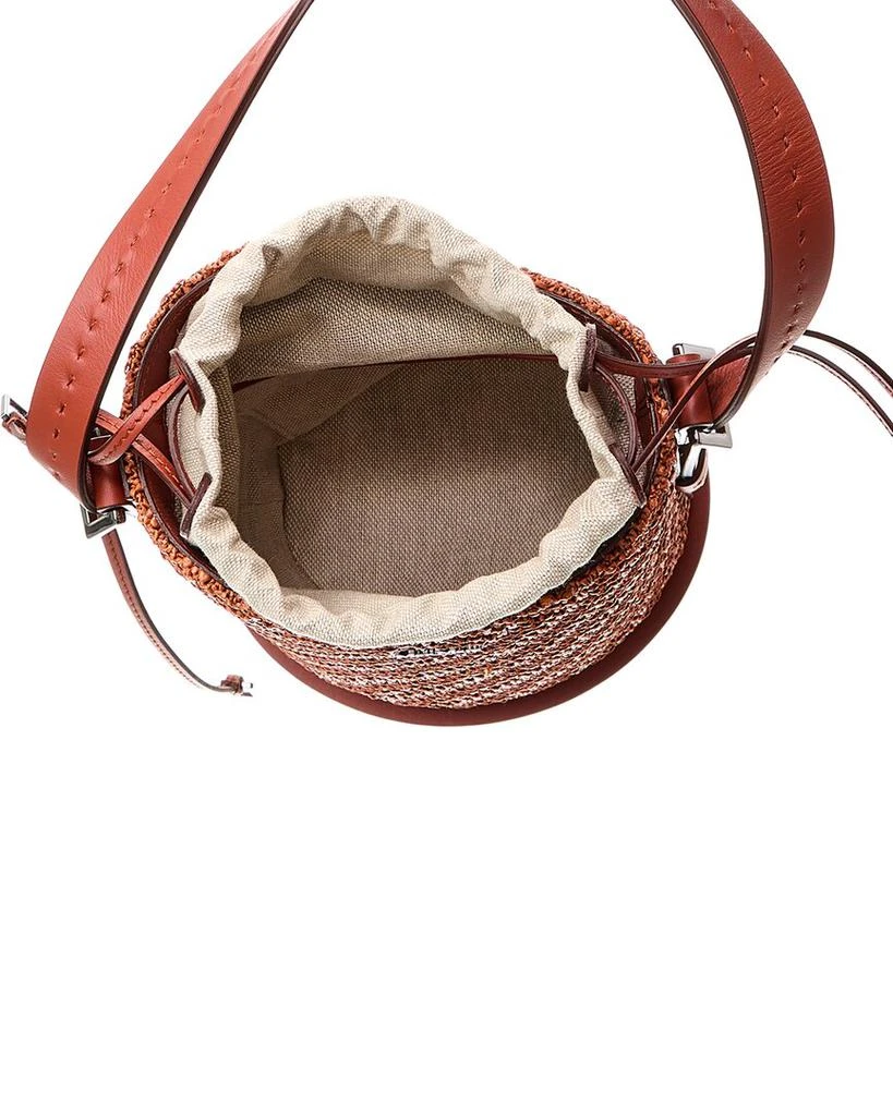 Max Mara Logo Plaque Leather-Trim Bucket Bag 5