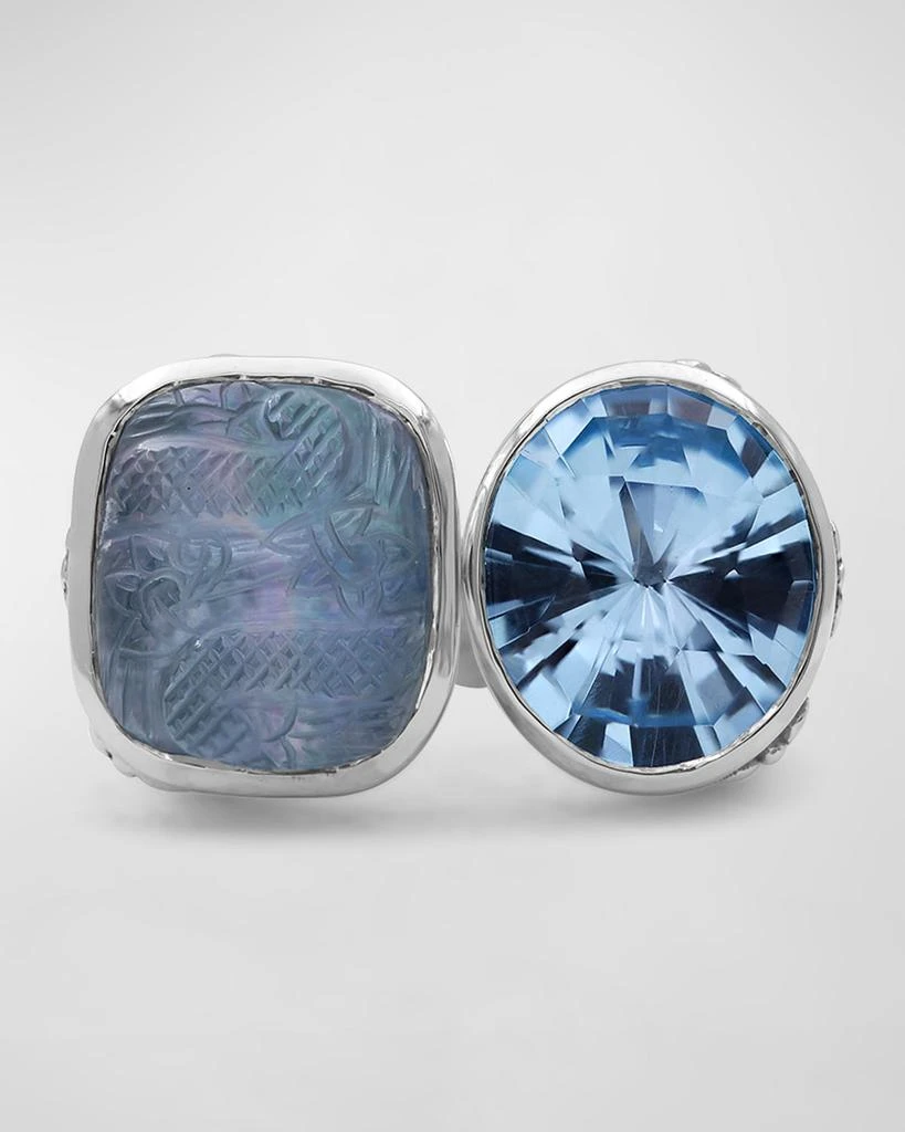 Stephen Dweck Blue Topaz and Mother-of-Pearl Open and Close Ring 1