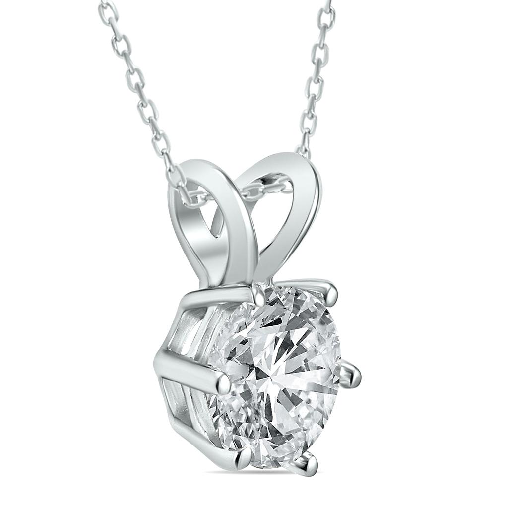 SSELECTS Ags Certified 1 Carat 6 Prong Diamond Solitaire Pendant In 14K White Gold