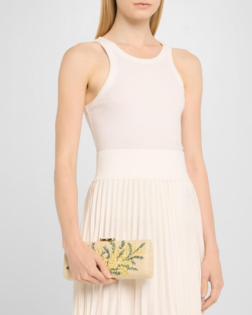 Rafe Alessandra Flower Raffia Long Clutch Bag