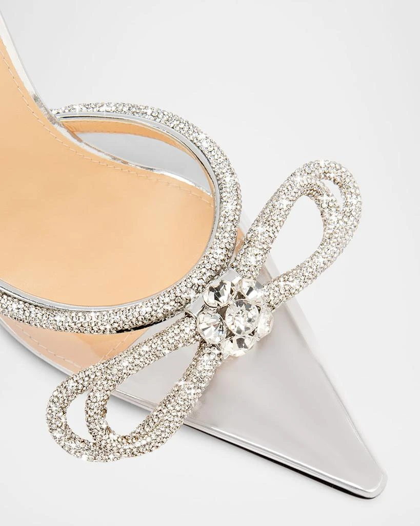 Mach & Mach Strass Double Bow Clear Ankle-Strap Pumps 4