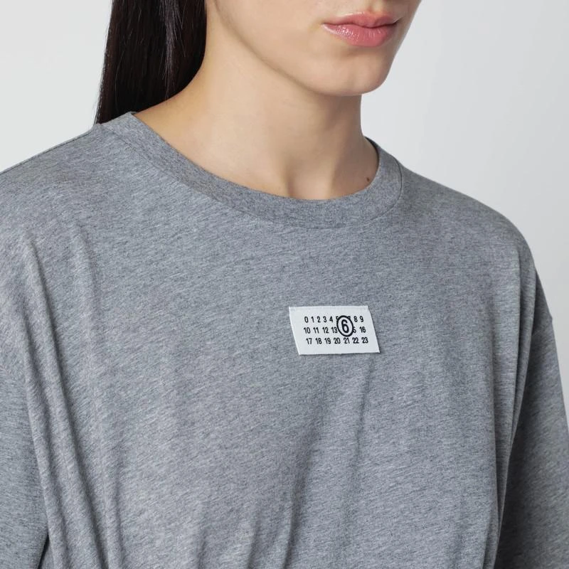 MM6 Grey mélange cotton T-shirt with gloves 4