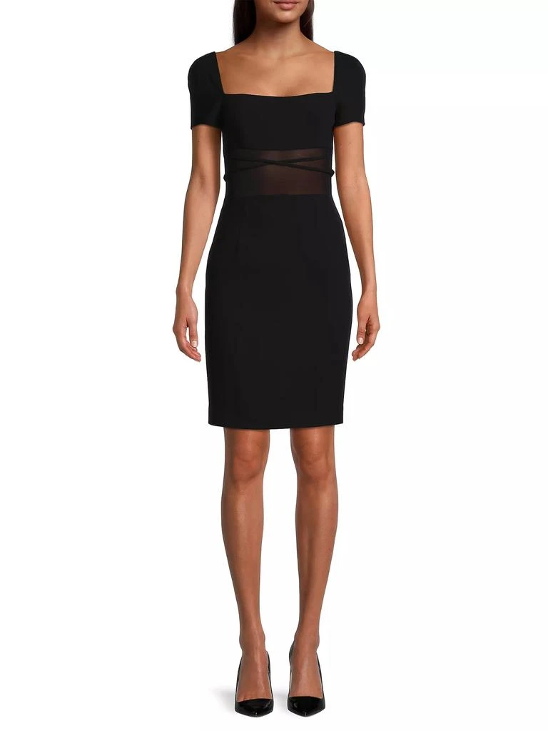 Black Halo Izola Mesh-Panel Sheath Dress 3