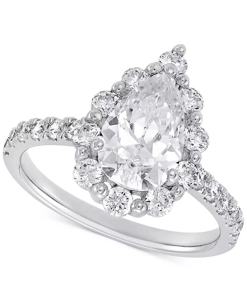Grown With Love IGI Certified Lab Grown Diamond Pear-Cut Halo Engagement Ring (3 ct. t.w.) in 14k White Gold