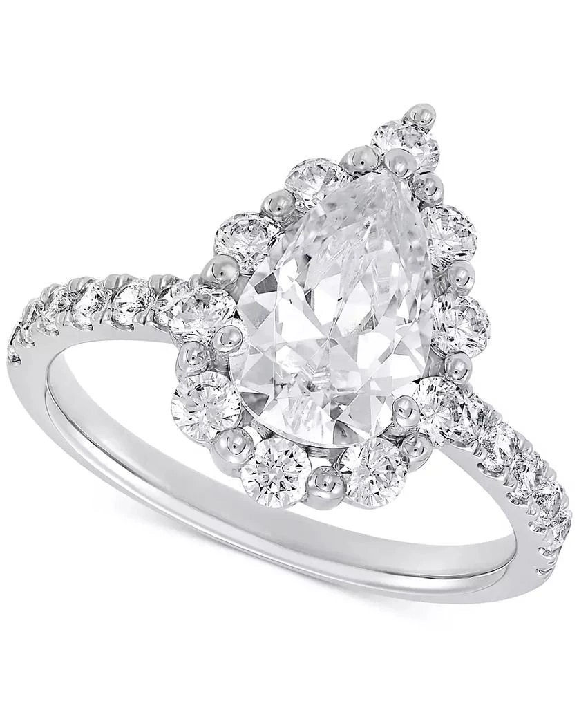 Grown With Love IGI Certified Lab Grown Diamond Pear-Cut Halo Engagement Ring (3 ct. t.w.) in 14k White Gold 1